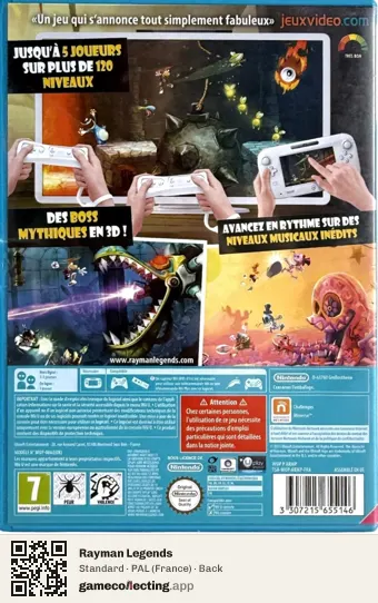 Rayman Legends Nintendo Wii U, France box back