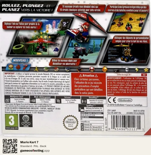 Mario Kart 7 Nintendo 3DS, PAL box back