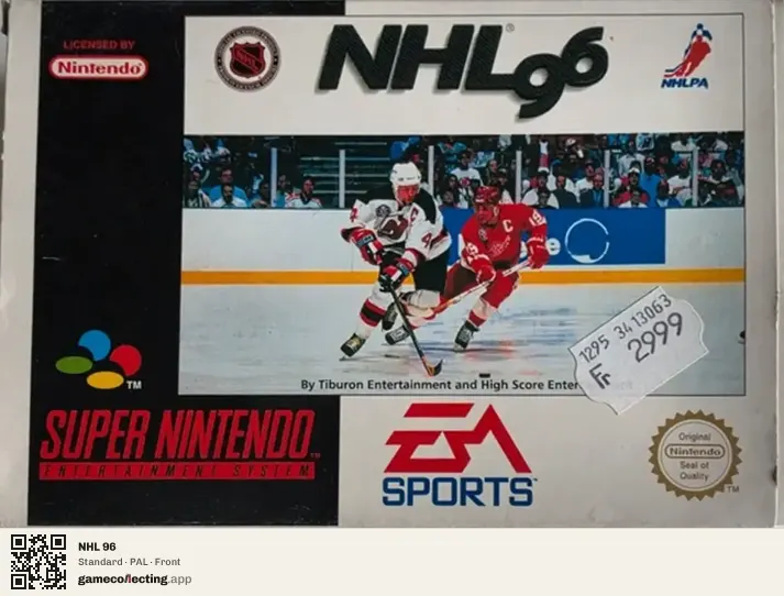 NHL 96 Super Nintendo Entertainment System, PAL box front