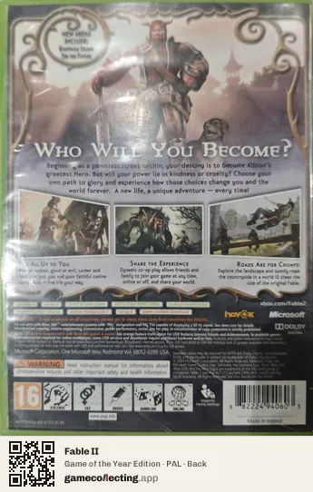 Fable II Xbox 360, PAL box back