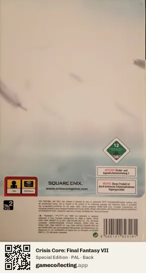 Crisis Core: Final Fantasy VII PlayStation Portable, PAL box back