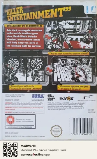 MadWorld Nintendo Wii, United Kingdom box back