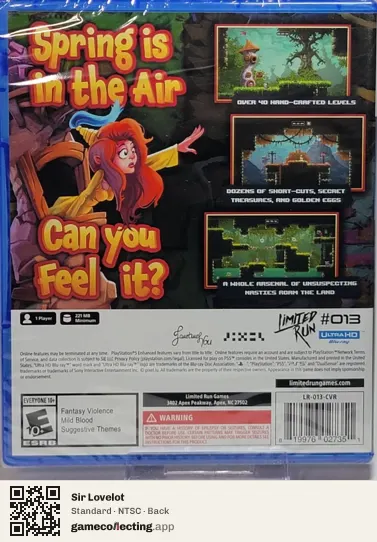 Sir Lovelot PlayStation 5, NTSC box back