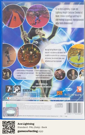 Ace Lightning PlayStation 2, Italy box back
