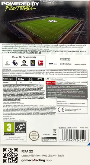 FIFA 22 Nintendo Switch, Italy box back