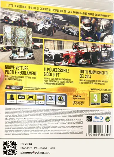 F1 2014 PlayStation 3, Italy box back
