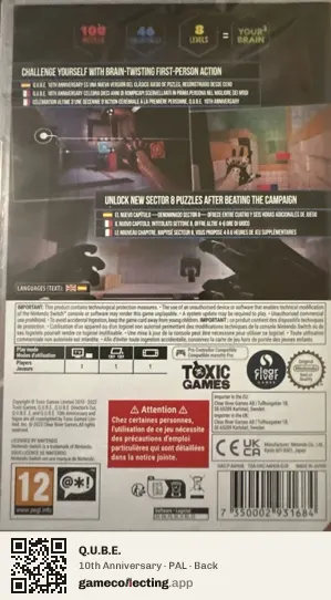 Q.U.B.E. Nintendo Switch, PAL box back