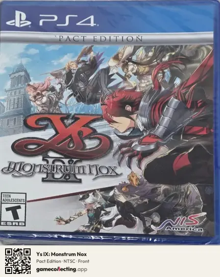 Ys IX: Monstrum Nox PlayStation 4, NTSC box front