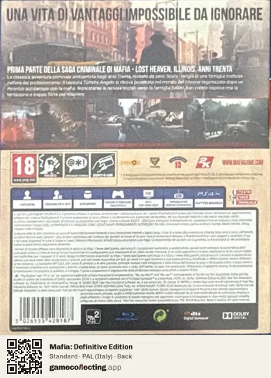 Mafia: Definitive Edition PlayStation 4, Italy box back