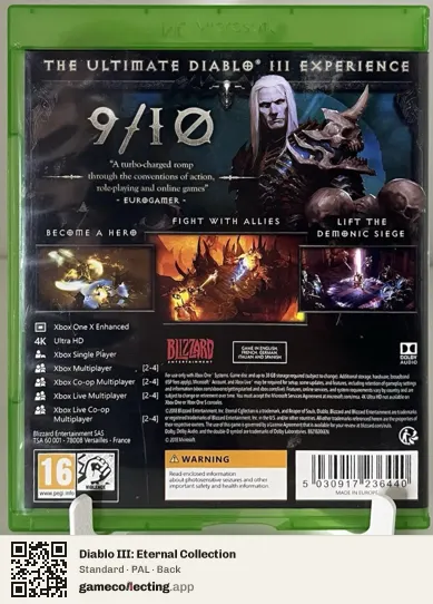 Diablo III: Eternal Collection Xbox One, PAL box back