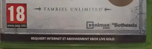 The Elder Scrolls Online: Tamriel Unlimited, the PEGI square on its front