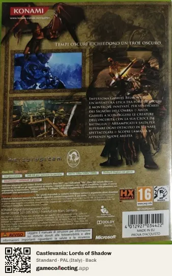 Castlevania: Lords of Shadow Xbox 360, Italy box back