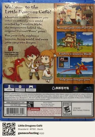 Little Dragons Café PlayStation 4, NTSC box back