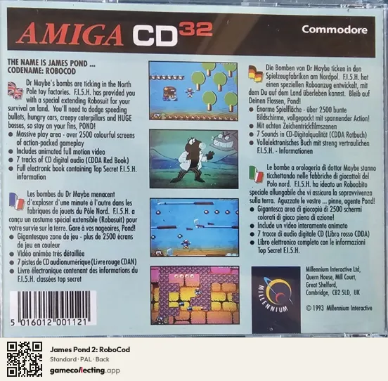 James Pond 2: RoboCod Amiga CD32, PAL box back