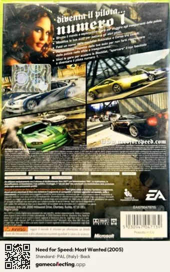 Need for Speed: Most Wanted (2005) Xbox 360, Italy box back