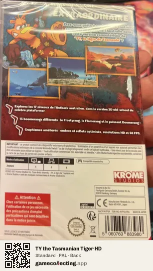 TY the Tasmanian Tiger HD Nintendo Switch, PAL box back
