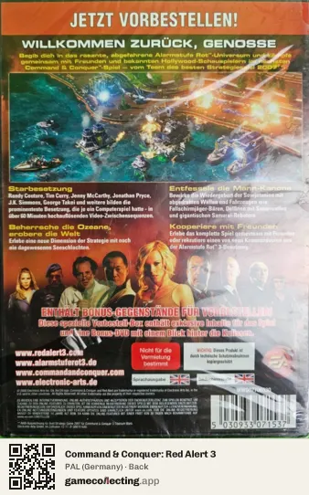 Command & Conquer: Red Alert 3 Computer, Germany box back
