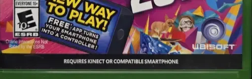 Just Dance 2016, the ESRB box on its front