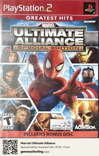 Marvel: Ultimate Alliance PlayStation 2, NTSC box front