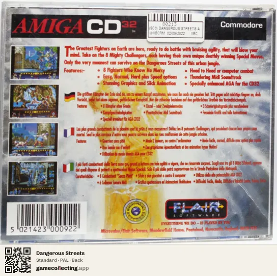 Dangerous Streets Amiga CD32, PAL box back
