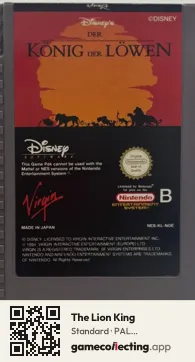 The Lion King Nintendo Entertainment System, PAL cartridge label