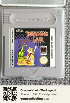 Dragon's Lair: The Legend Game Boy, PAL cartridge label