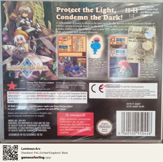 Luminous Arc Nintendo DS, United Kingdom box back