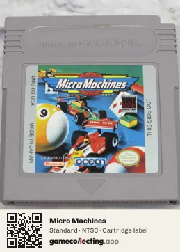 Micro Machines Game Boy, NTSC cartridge label