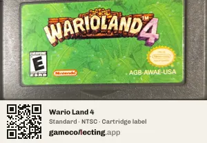Wario Land 4 Game Boy Advance, NTSC cartridge label