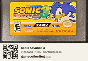 Sonic Advance 3 Game Boy Advance, NTSC cartridge label