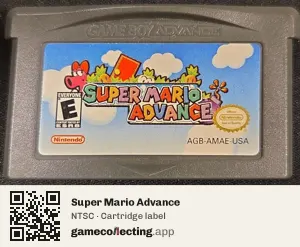 Super Mario Advance Game Boy Advance, NTSC cartridge label