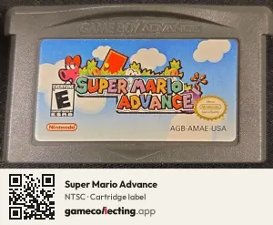 Super Mario Advance Game Boy Advance, NTSC cartridge label