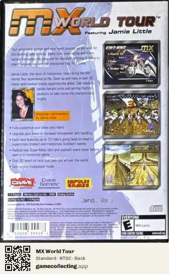 MX World Tour PlayStation 2, NTSC box back