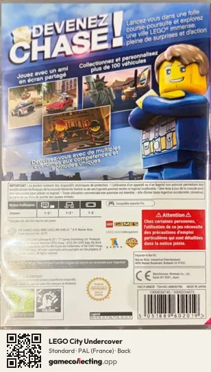 LEGO City Undercover Nintendo Switch, France box back