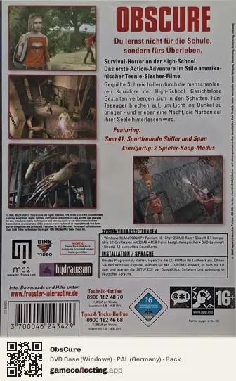 ObsCure Computer, Germany box back