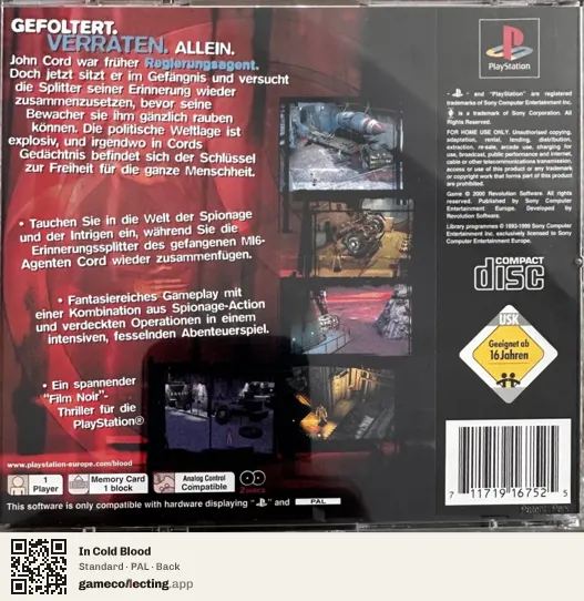 In Cold Blood PlayStation, PAL box back