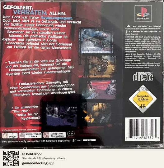 In Cold Blood PlayStation, Germany box back