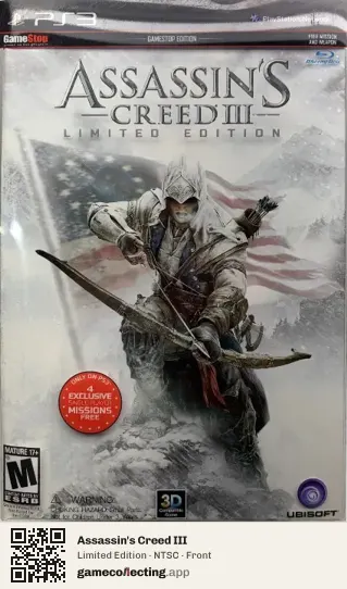 Assassin's Creed III PlayStation 3, NTSC box front
