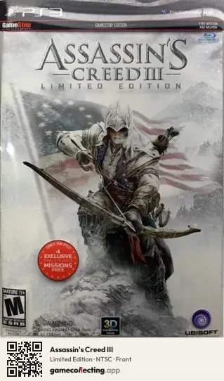 Assassin's Creed III PlayStation 3, NTSC box front