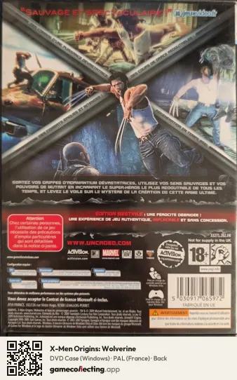 X-Men Origins: Wolverine Computer, France box back