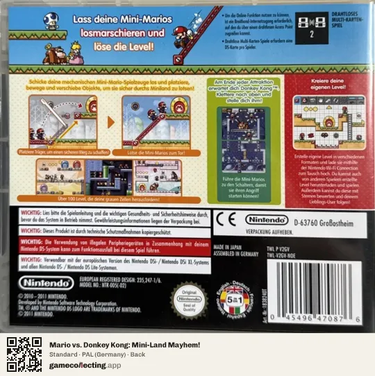 Mario vs. Donkey Kong: Mini-Land Mayhem! Nintendo DS, Germany box back