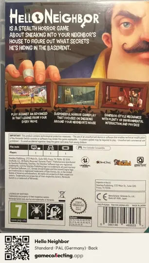 Hello Neighbor Nintendo Switch, Germany box back
