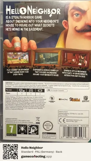 Hello Neighbor Nintendo Switch, Germany box back