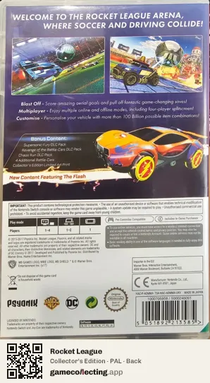 Rocket League Nintendo Switch, PAL box back