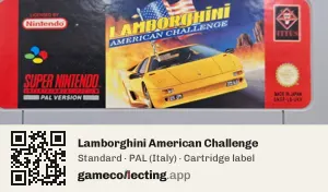 Lamborghini American Challenge Super Nintendo Entertainment System, PAL cartridge label