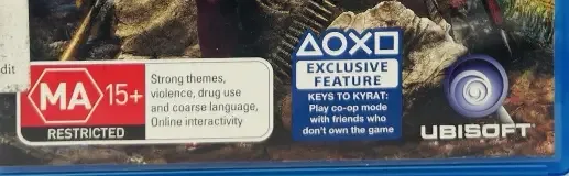 Far Cry 4, the Australian classification mark on its front