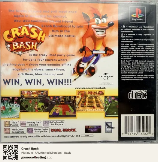 Crash Bash PlayStation, United Kingdom box back