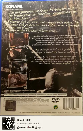 Silent Hill 2 PlayStation 2, PAL box back