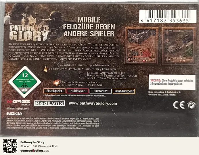 Pathway to Glory Nokia N-Gage, Germany box back