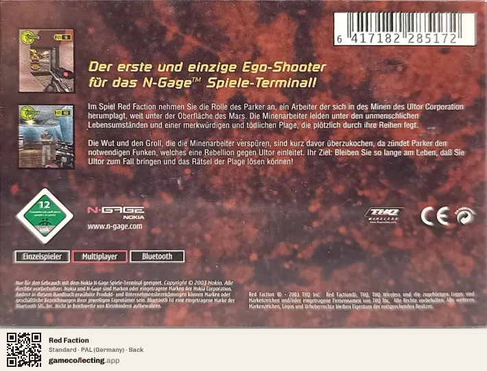 Red Faction Nokia N-Gage, Germany box back